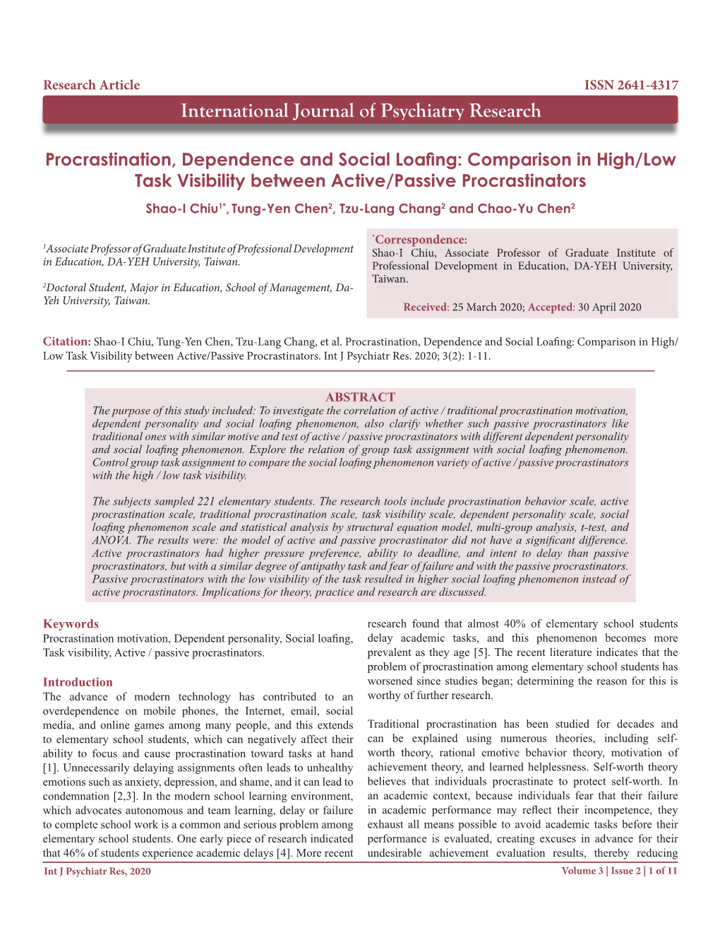 Procrastination, Dependence and Social Loafing: Comparison in High