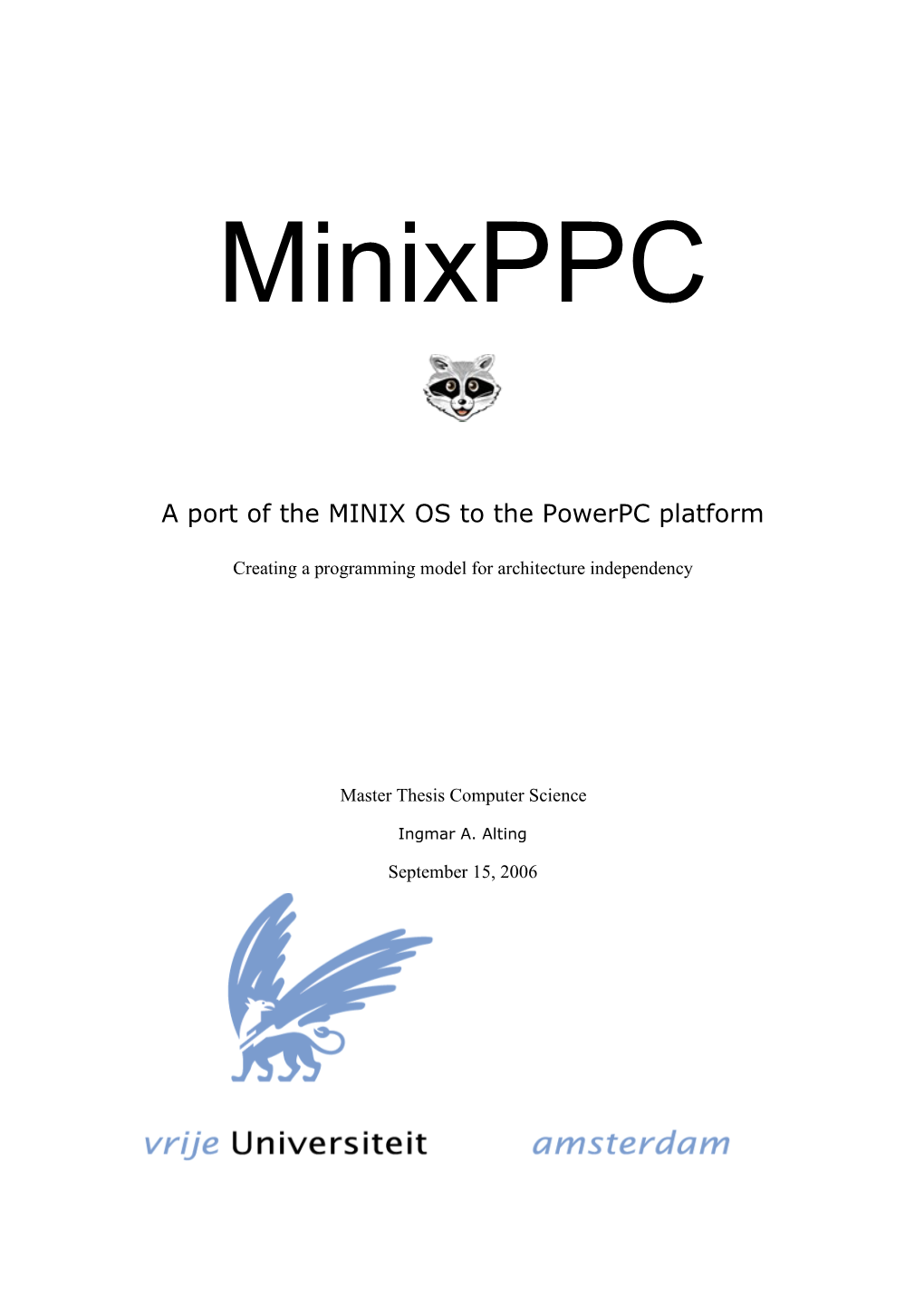 A Port of the MINIX OS to the Powerpc Platform