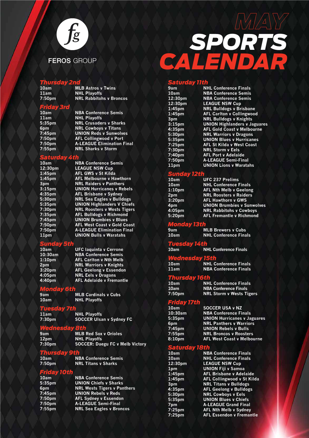 Sports Calendar