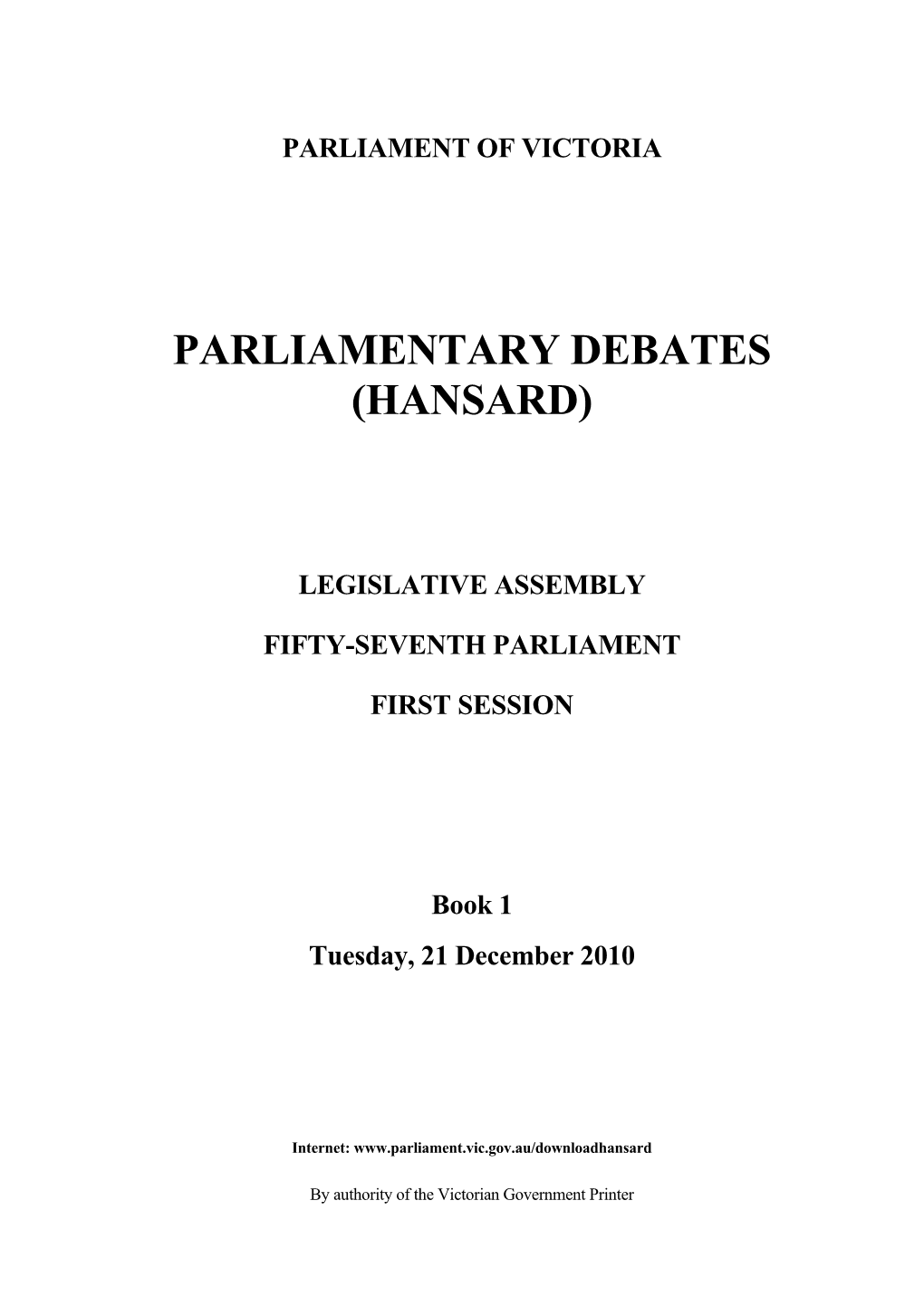 Parliamentary Debates (Hansard)