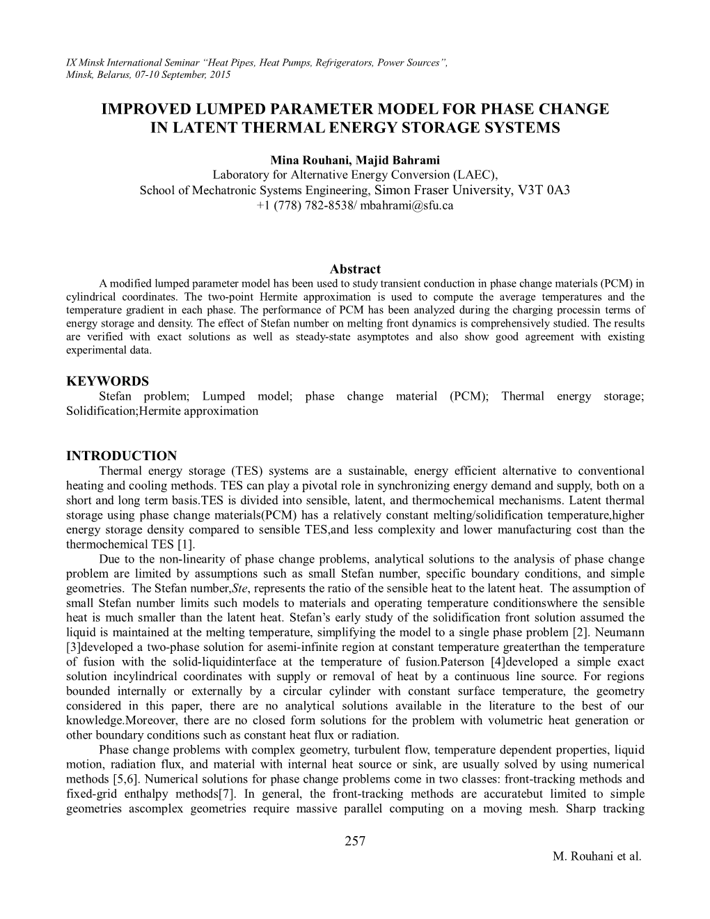 Improved Lumped Parameter Model for Phase Change in Latent Thermal Energy Storage Systems