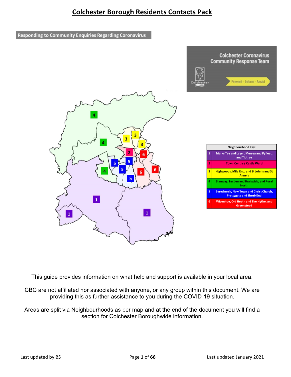 Colchester Borough Residents Contacts Pack