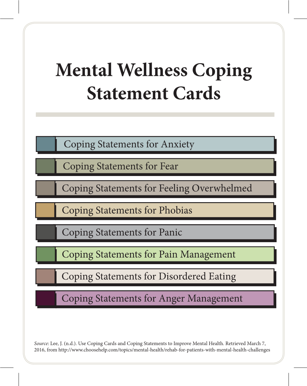 Mental Wellness Statement Coping Cards