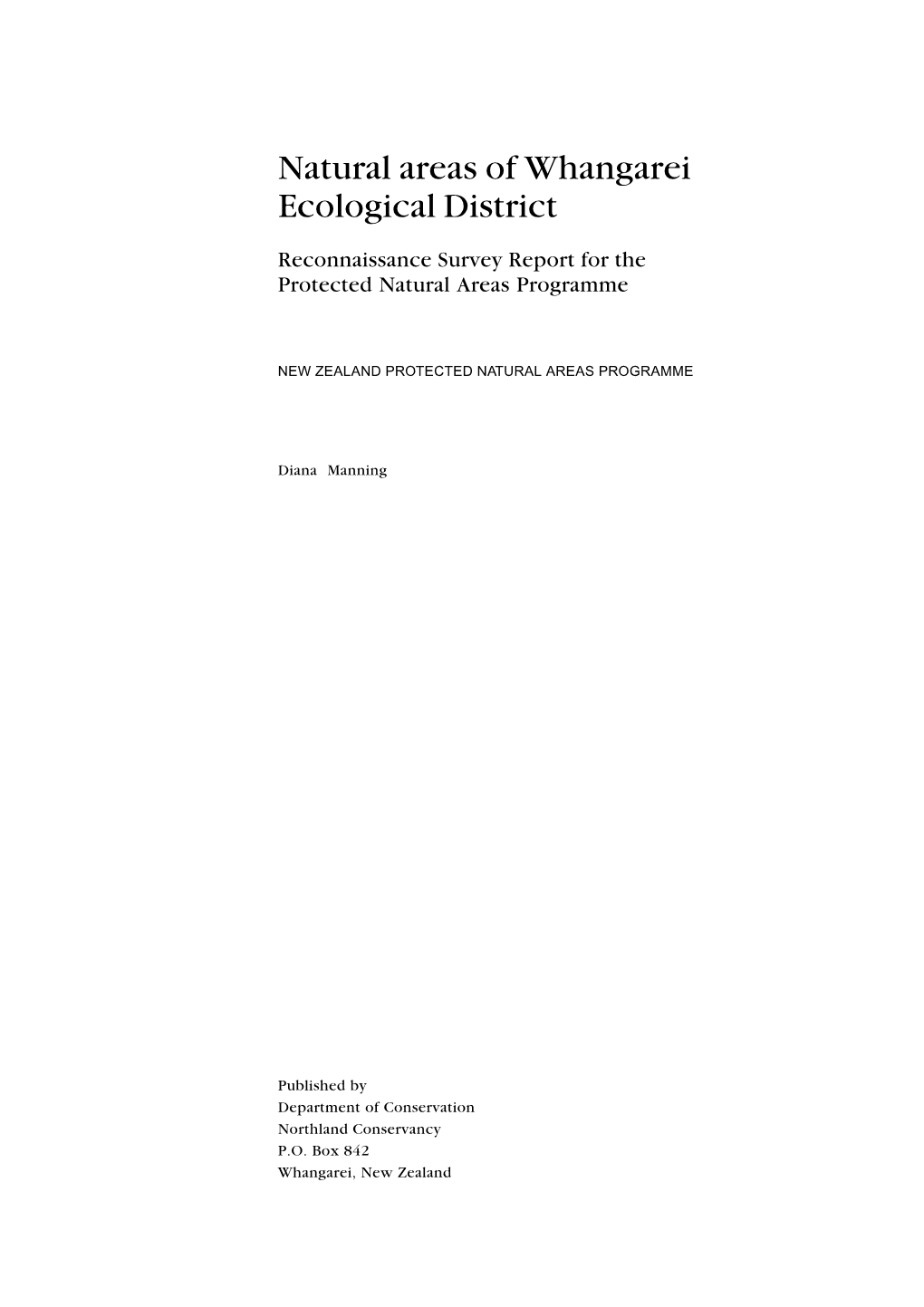 Natural Areas of Whangarei Ecological District