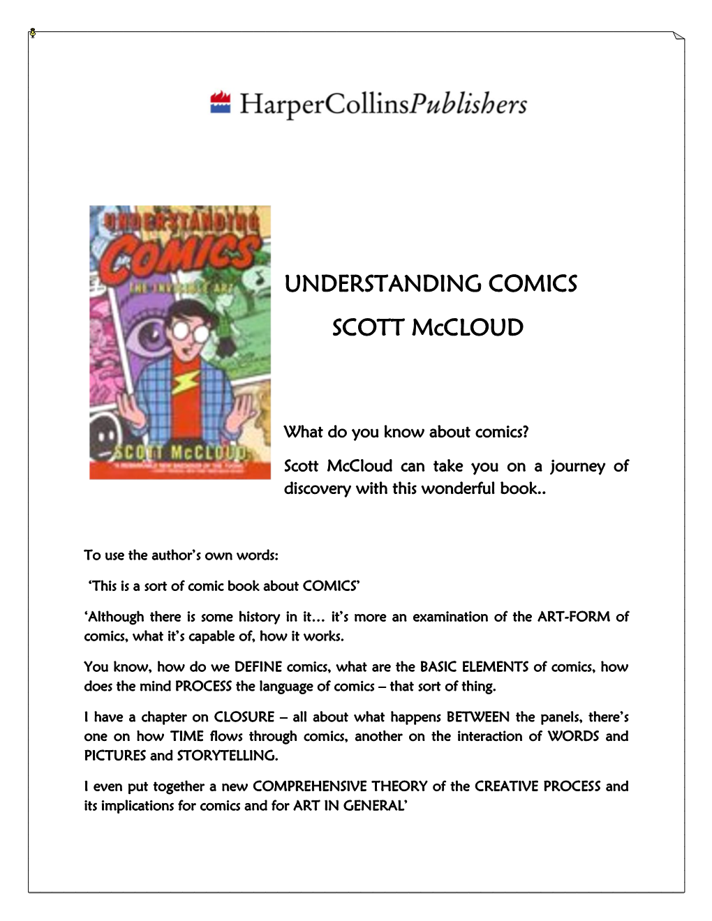 UNDERSTANDING COMICS SCOTT Mccloud