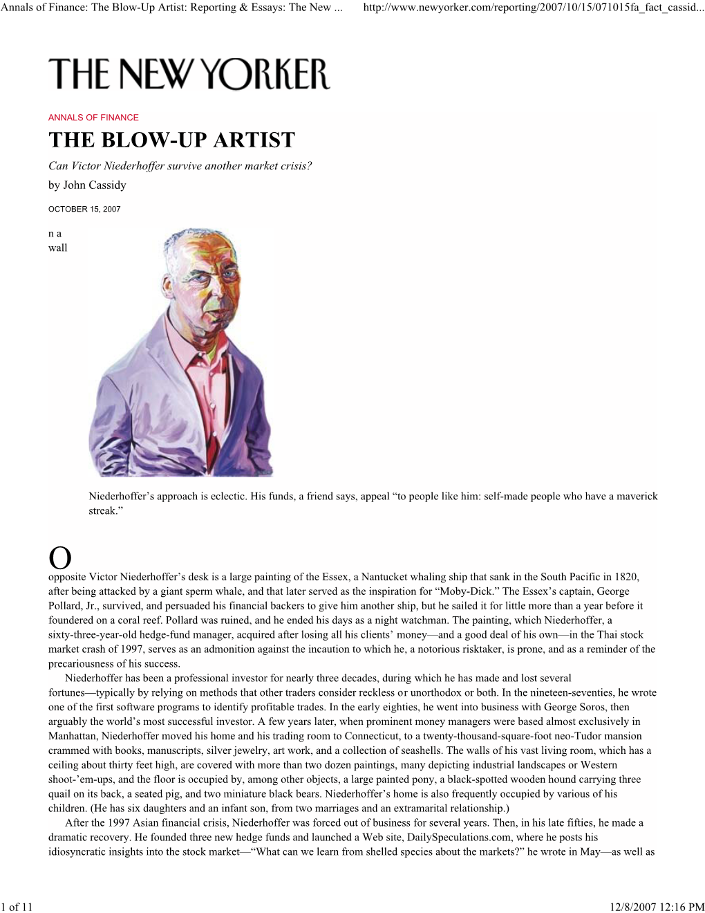 The Blow-Up Artist: Reporting & Essays: the New