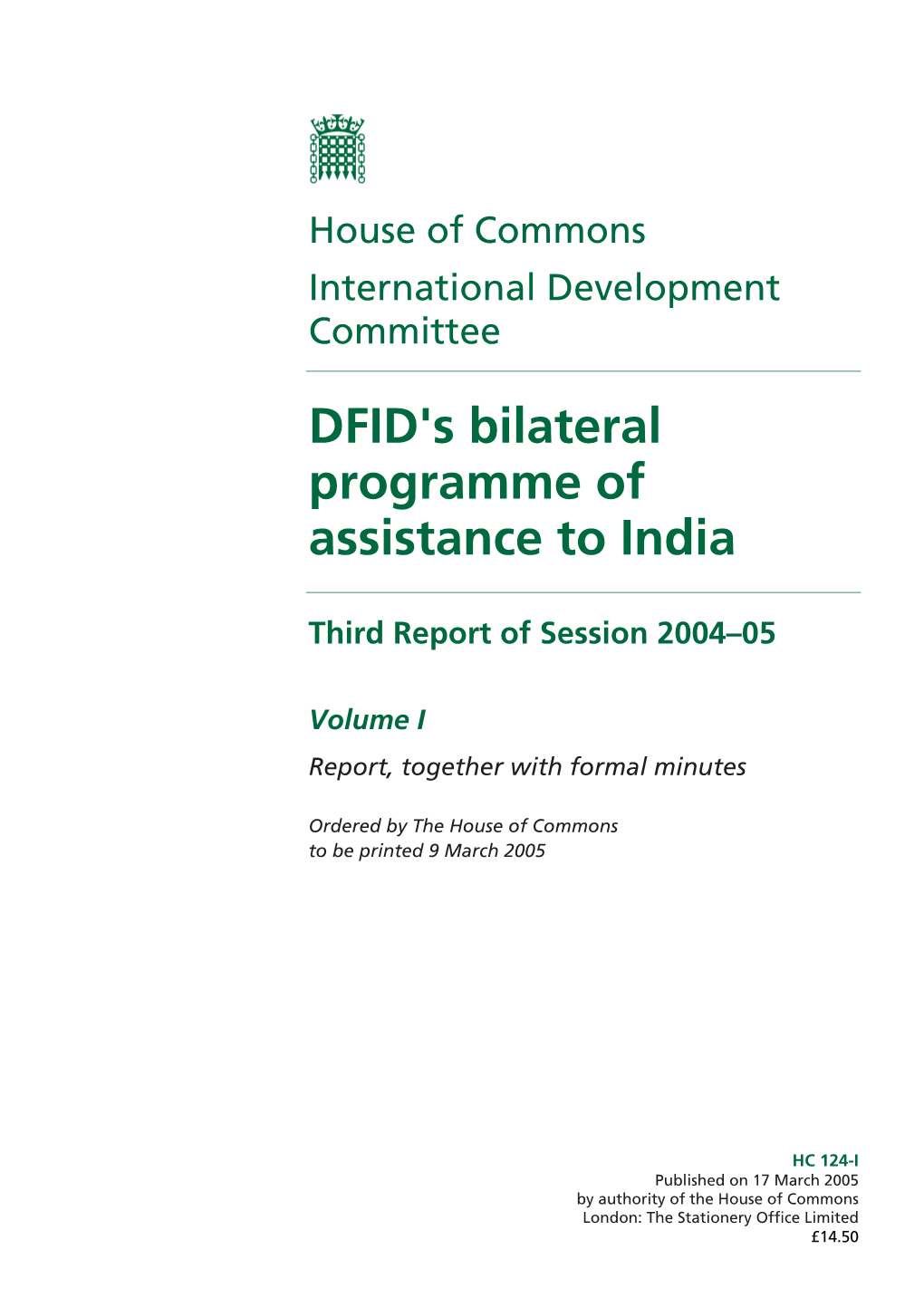 DFID's Bilateral Programme of Assistance to India