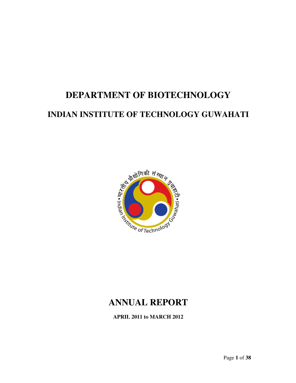 Department of Biotechnology Annual Report