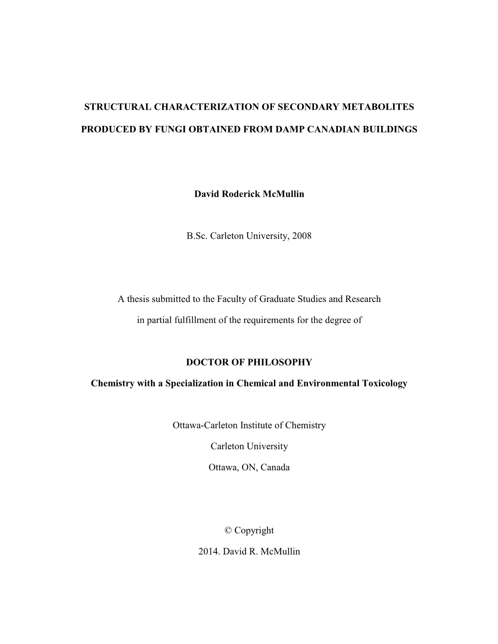 Structural Characterization of Secondary Metabolites