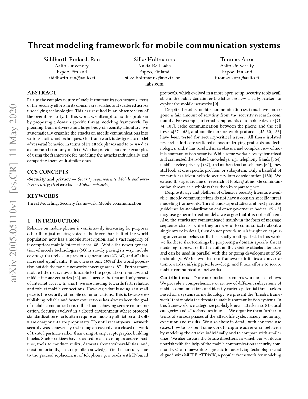 Threat Modeling Framework for Mobile Communication Systems