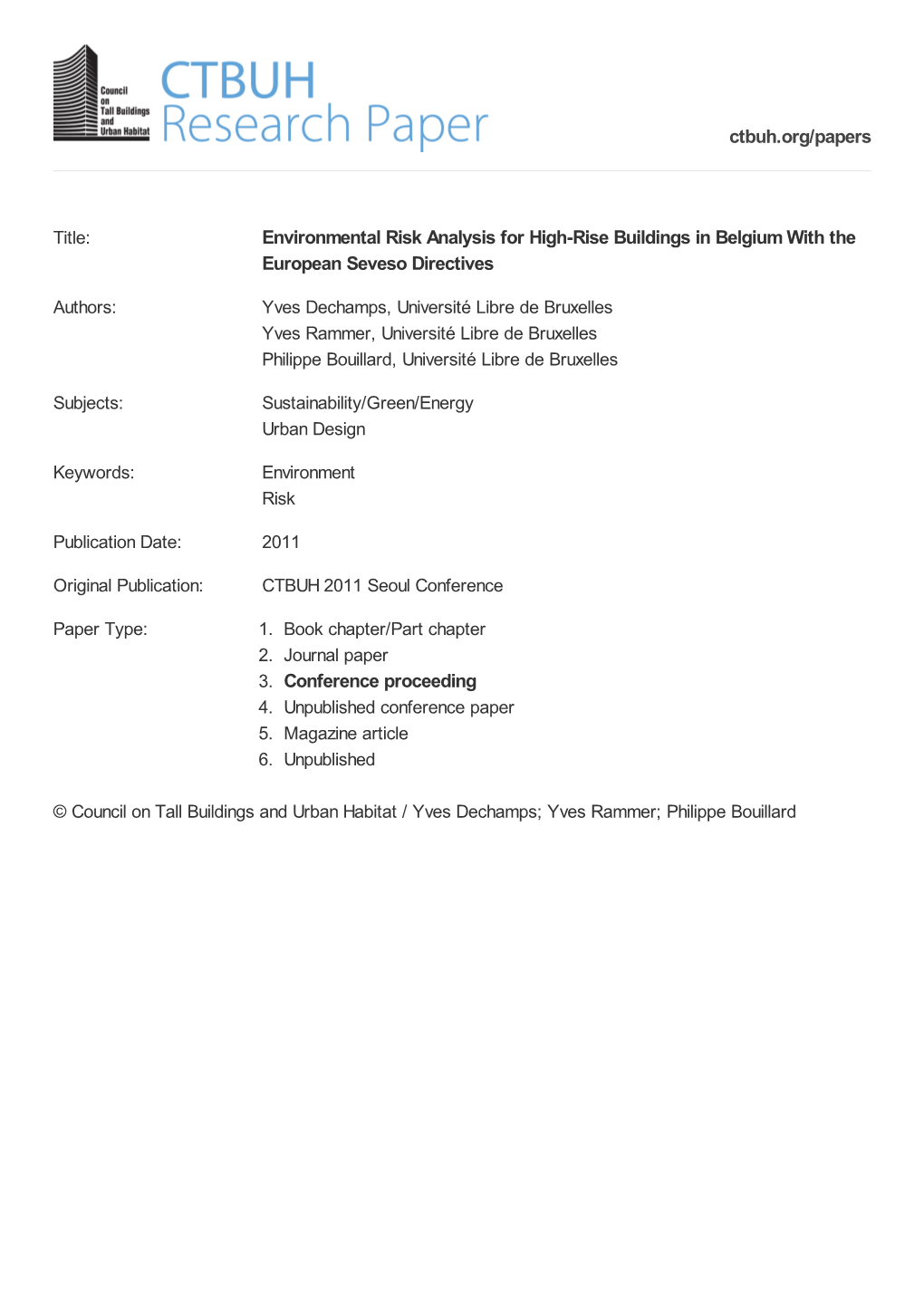 Environmental Risk Analysis for High-Rise Buildings in Belgium with the European Seveso Directives