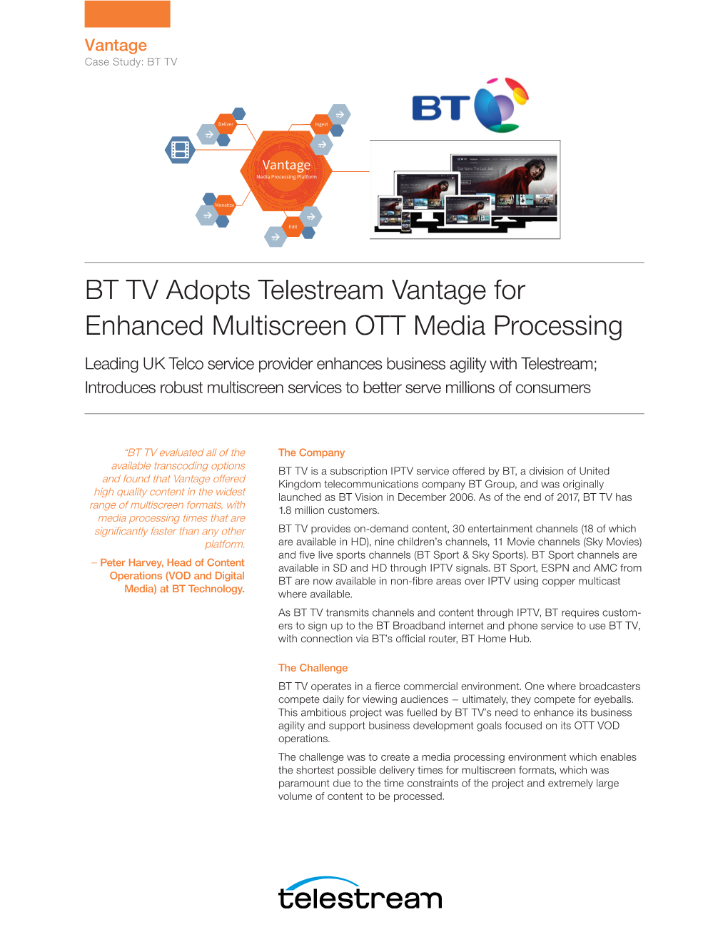 BT TV Adopts Telestream Vantage for Enhanced Multiscreen OTT Media