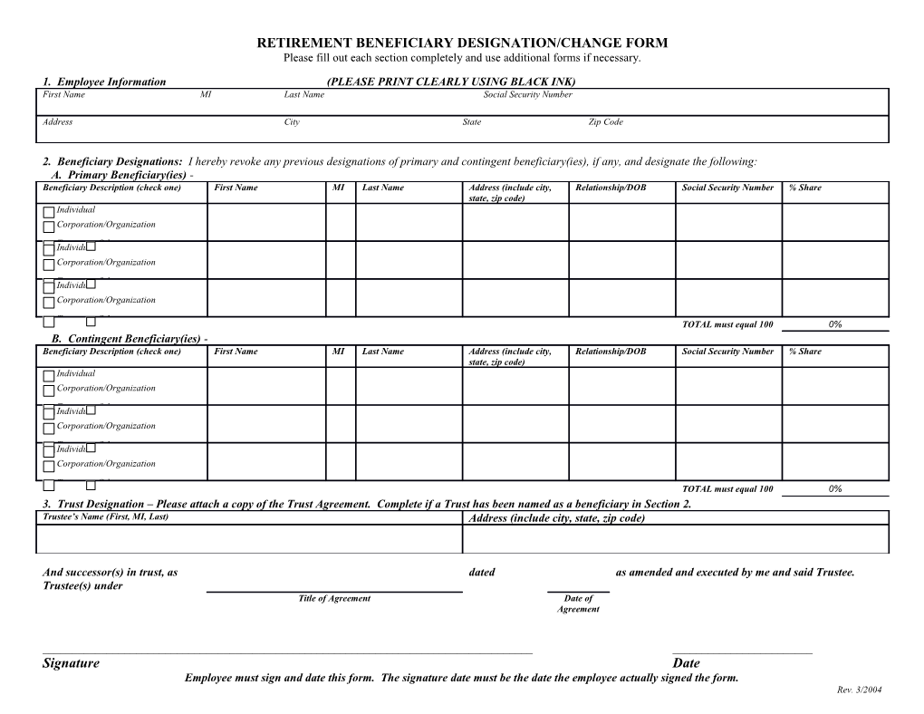 Montgomery County Beneficiary Form