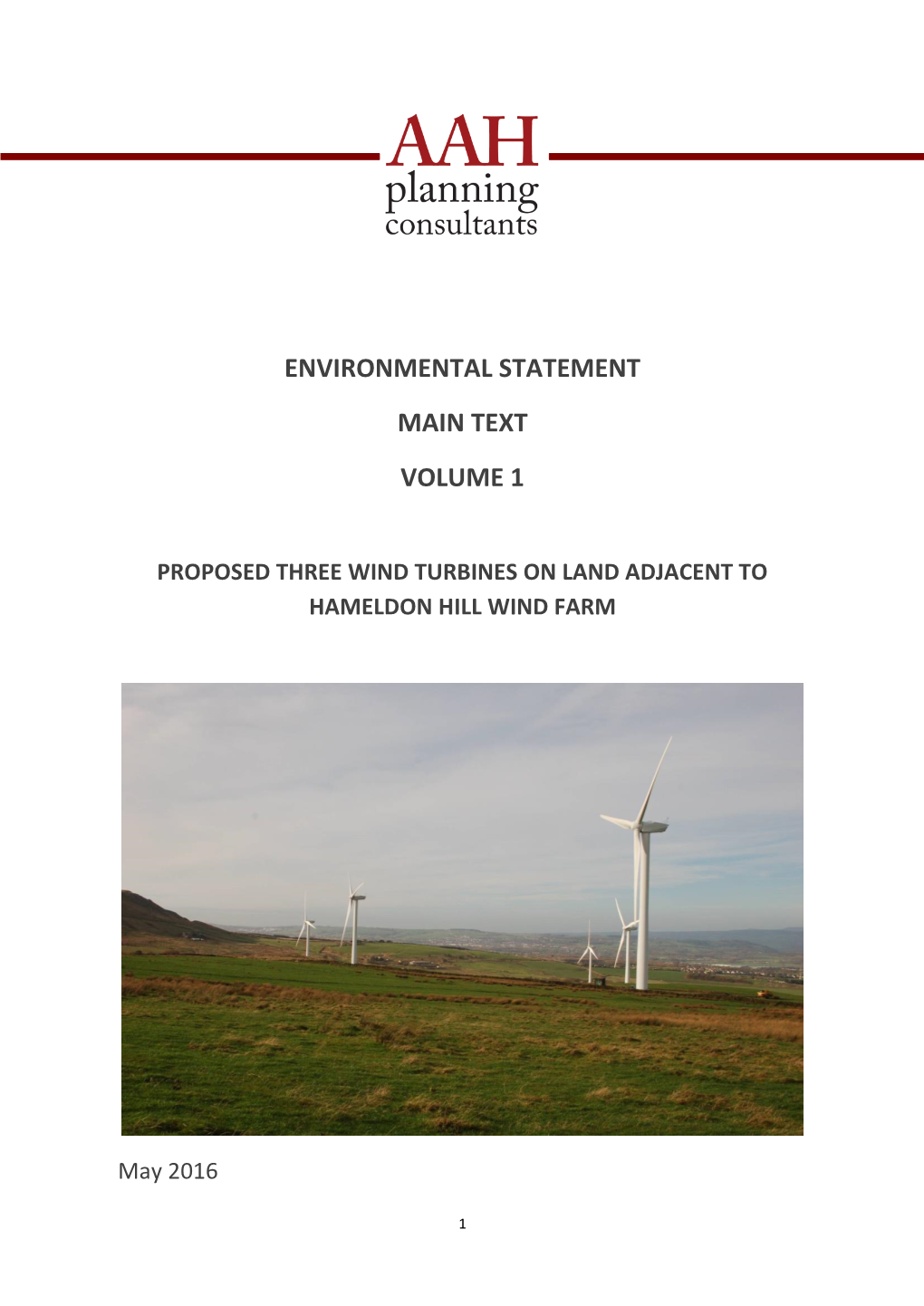 Environmental Statement Main Text Volume 1 Proposed Three Wind