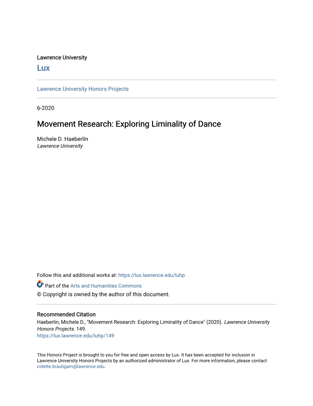 Movement Research: Exploring Liminality of Dance
