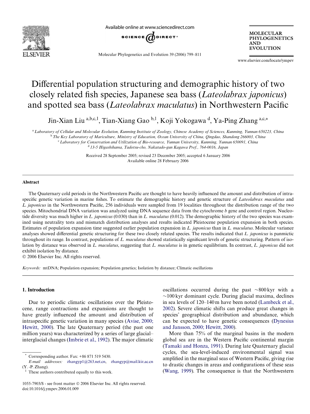 Differential Population Structuring and Demographic History of Two Closely