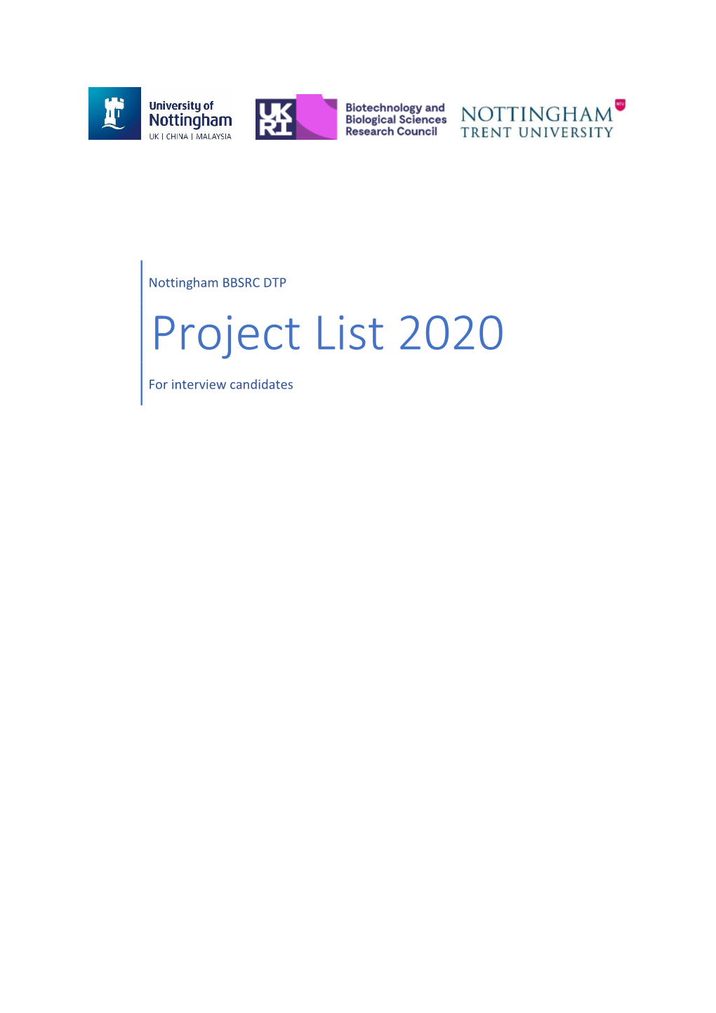 Project List 2020