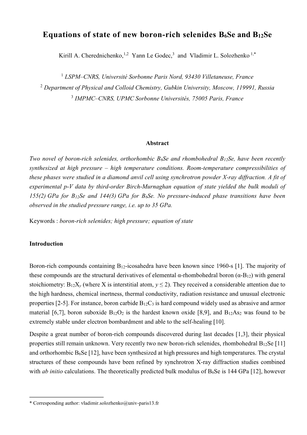 Equations of State of New Boron-Rich Selenides B6se and B12se