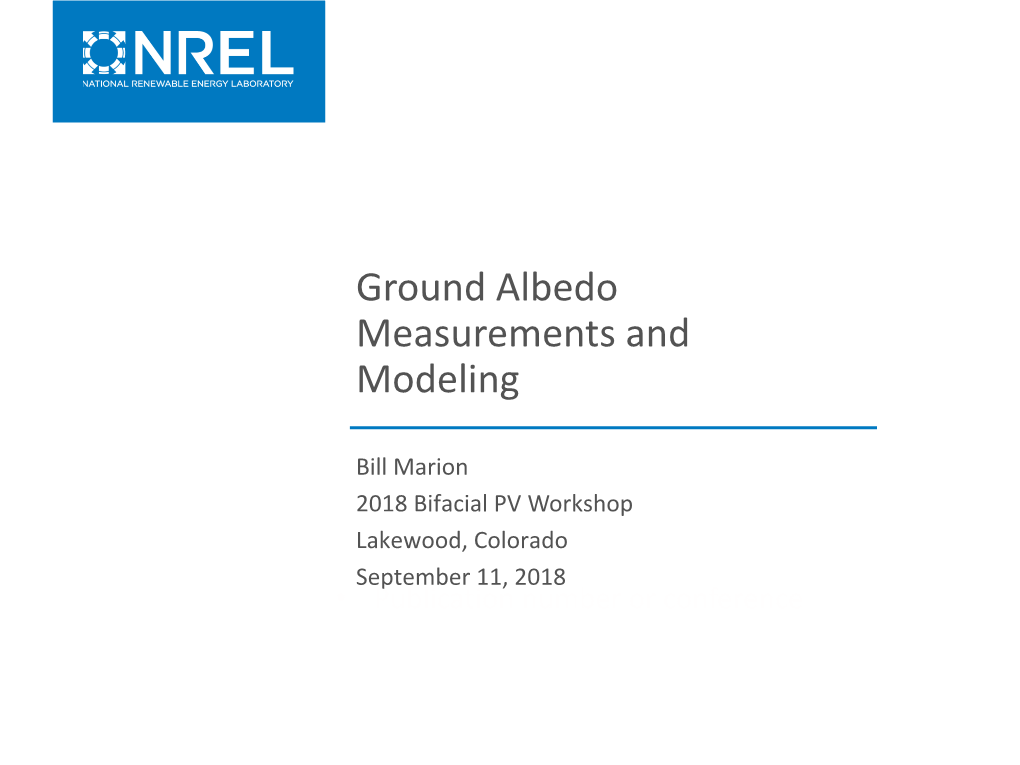 Ground Albedo Measurements and Modeling