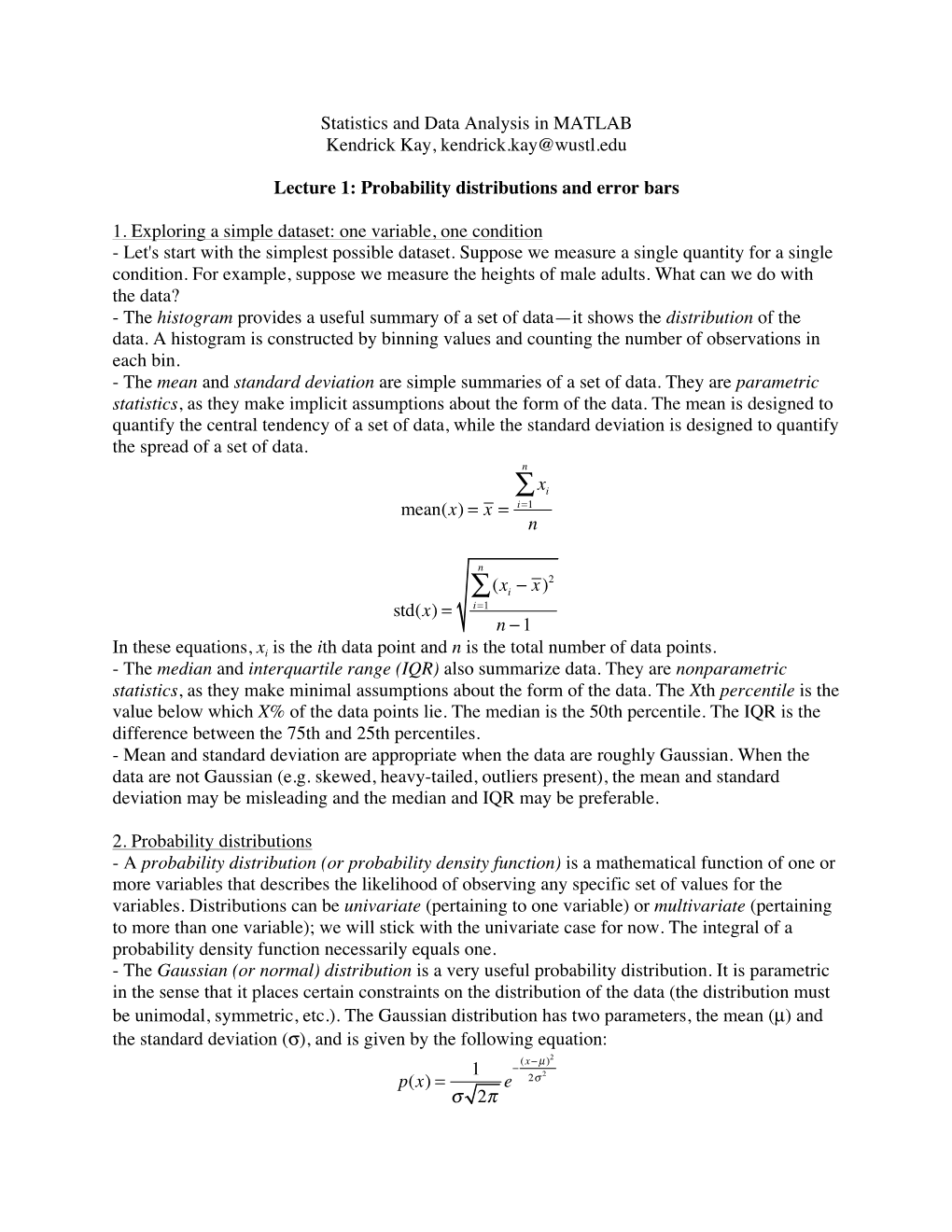 Probability Distributions and Error Bars