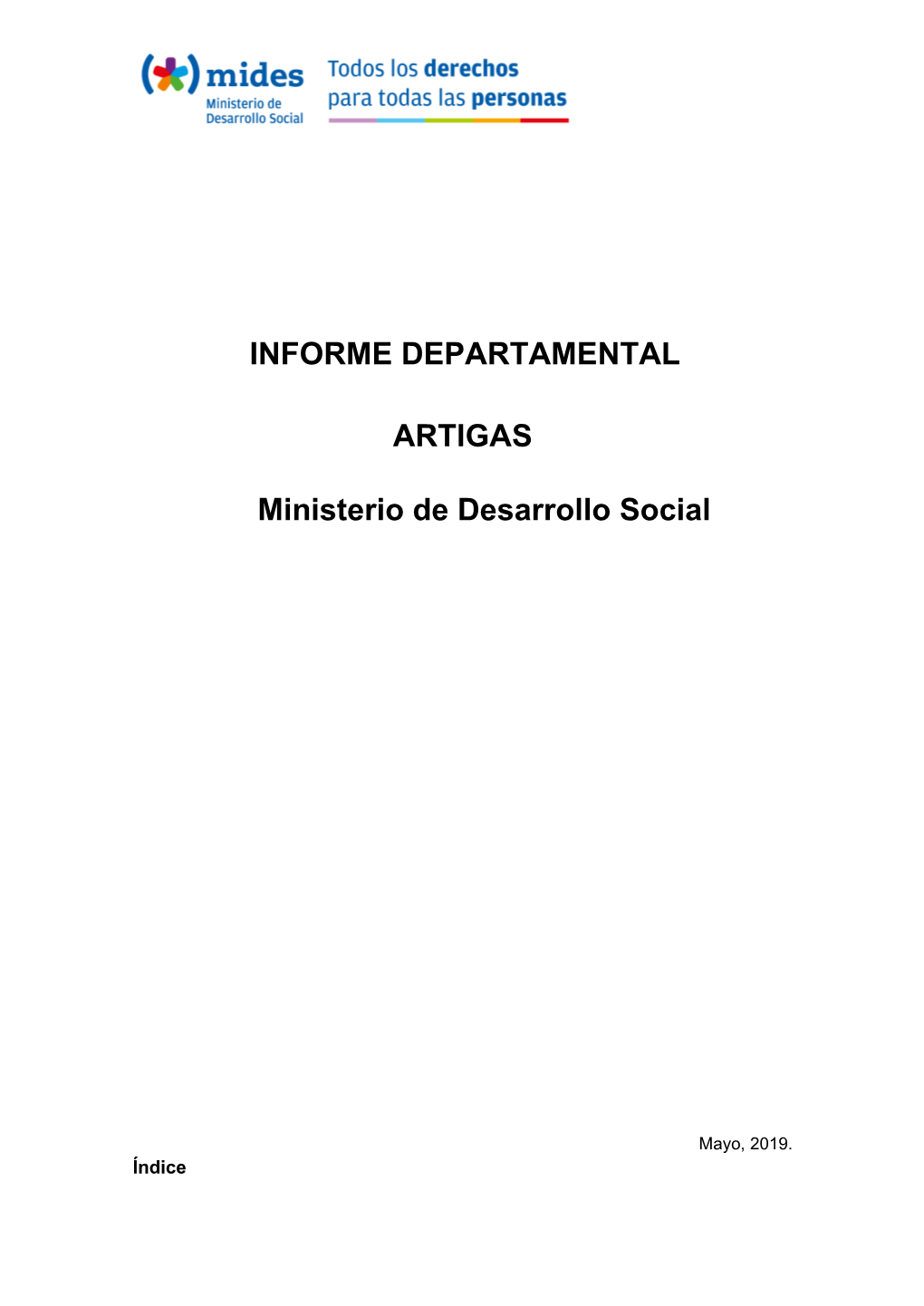 INFORME DEPARTAMENTAL ARTIGAS Ministerio De Desarrollo Social