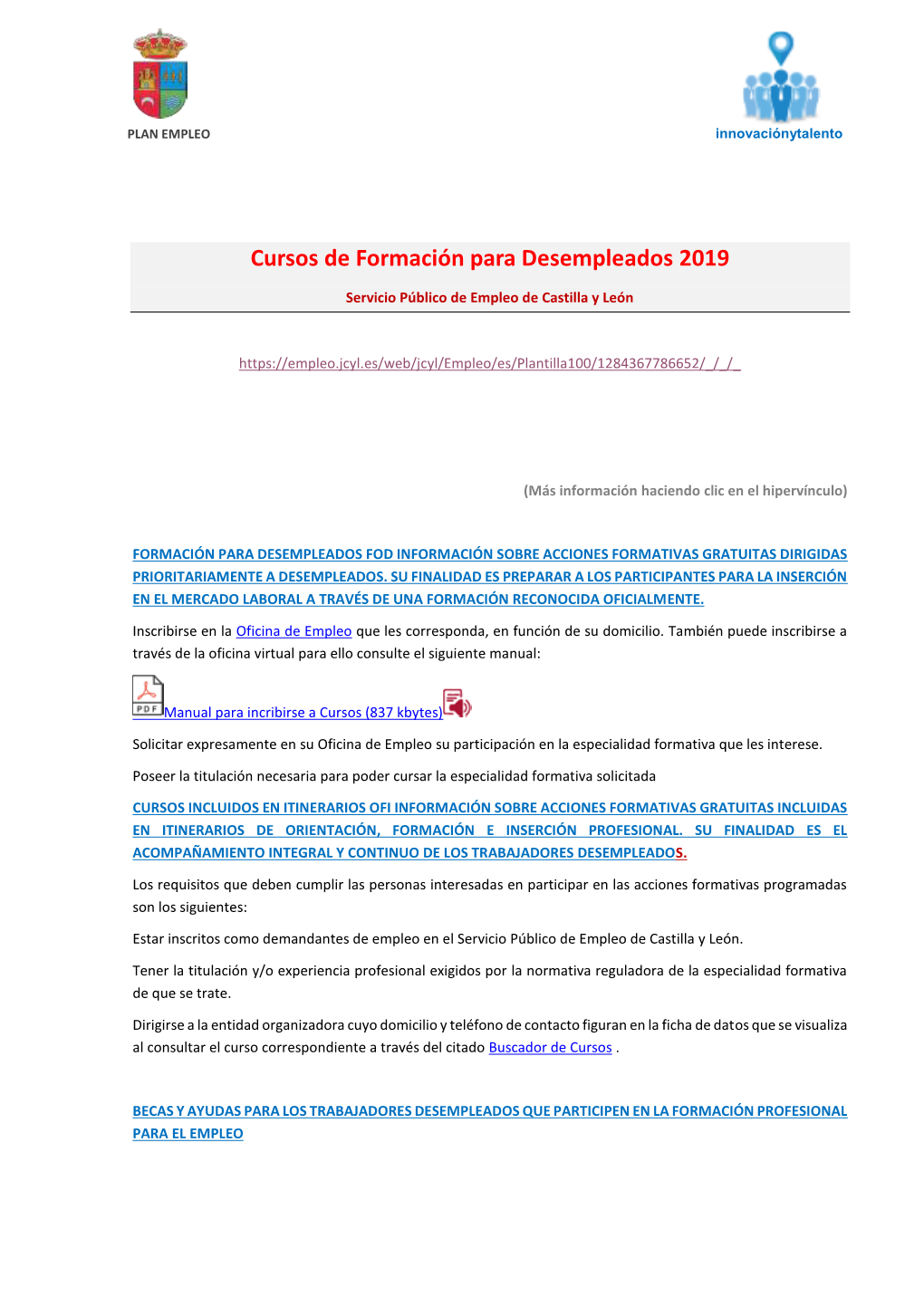 Cursos De Formación Para Desempleados 2019