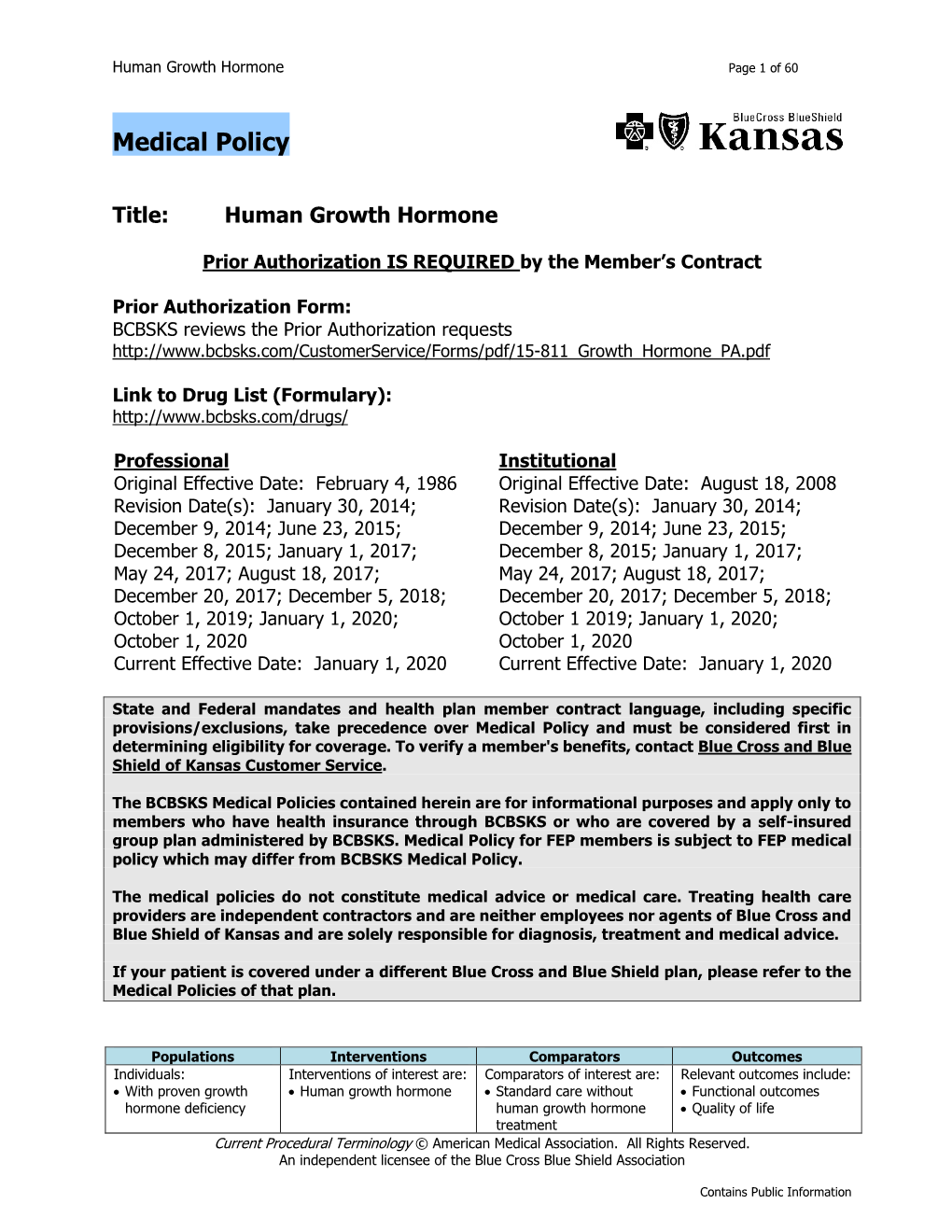 Human Growth Hormone Page 1 of 60
