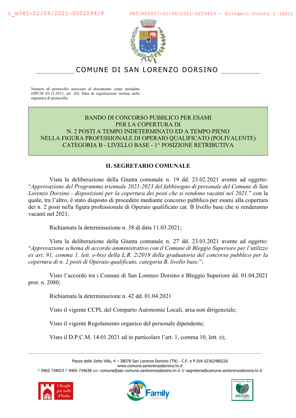 Comune Di San Lorenzo Dorsino ______