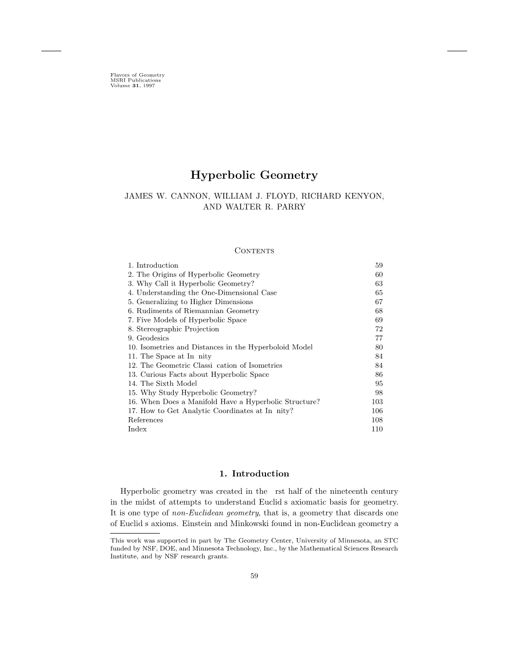 Hyperbolic Geometry