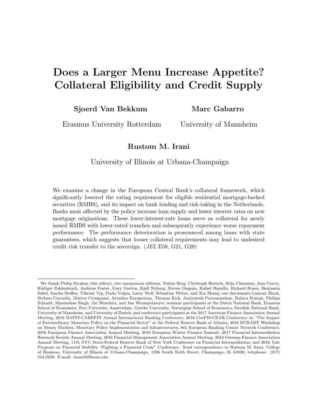 Does a Larger Menu Increase Appetite? Collateral Eligibility and Credit Supply