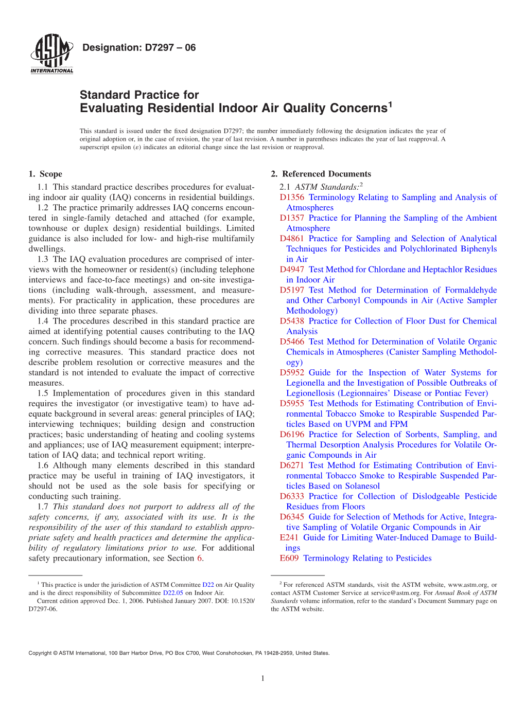 Evaluating Residential Indoor Air Quality Concerns1