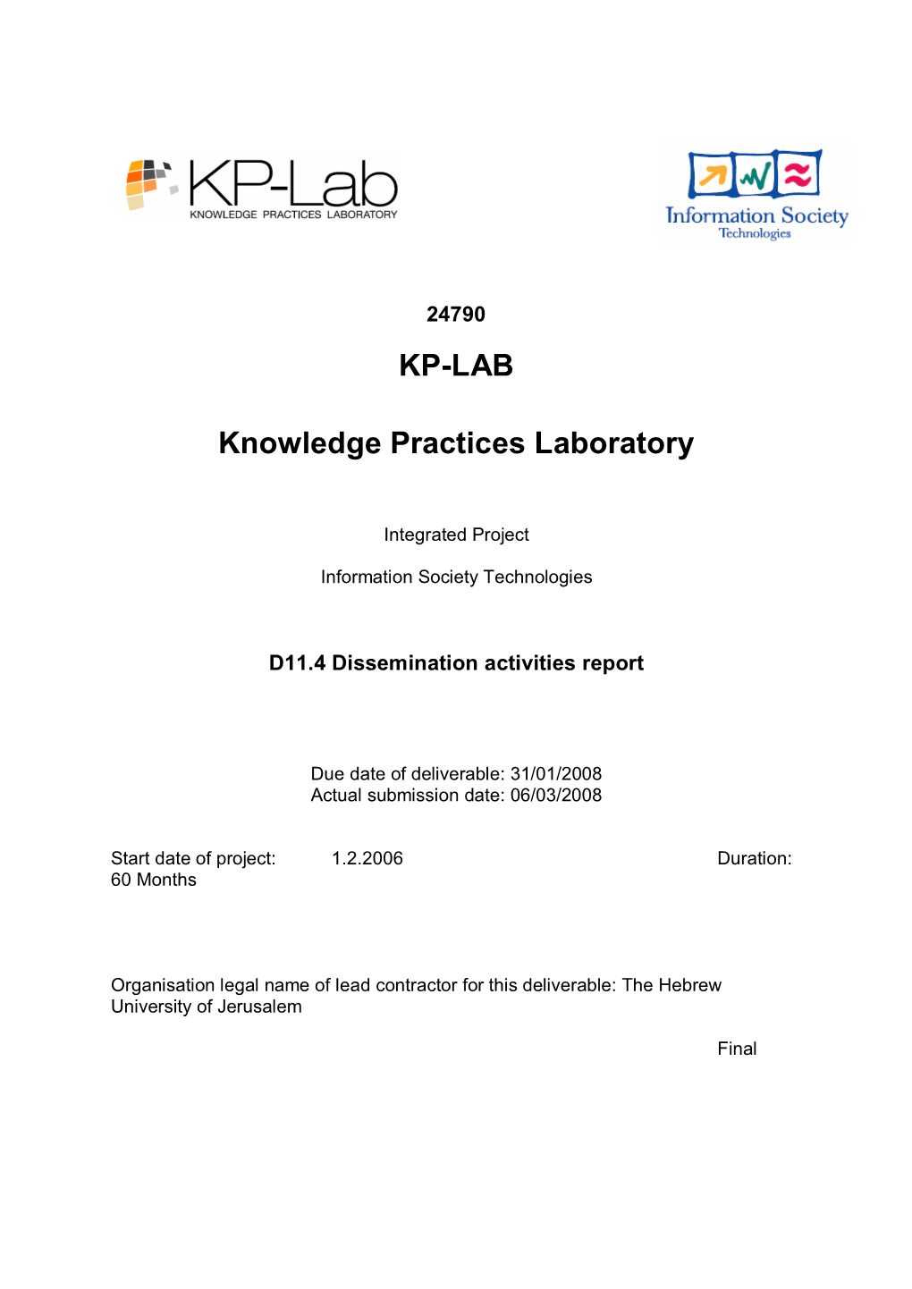 Dissemination Activities Report