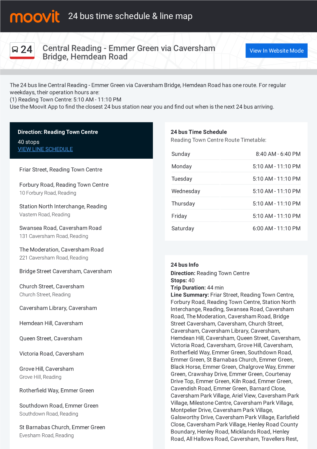 24 Bus Time Schedule & Line Route