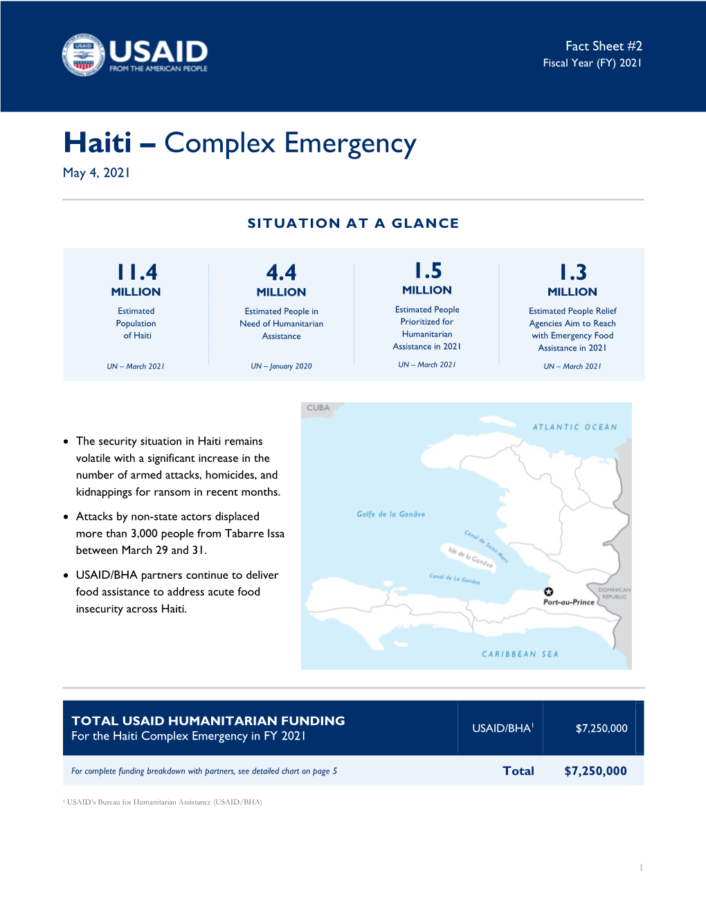 Haiti Complex Emergency Fact Sheet 2