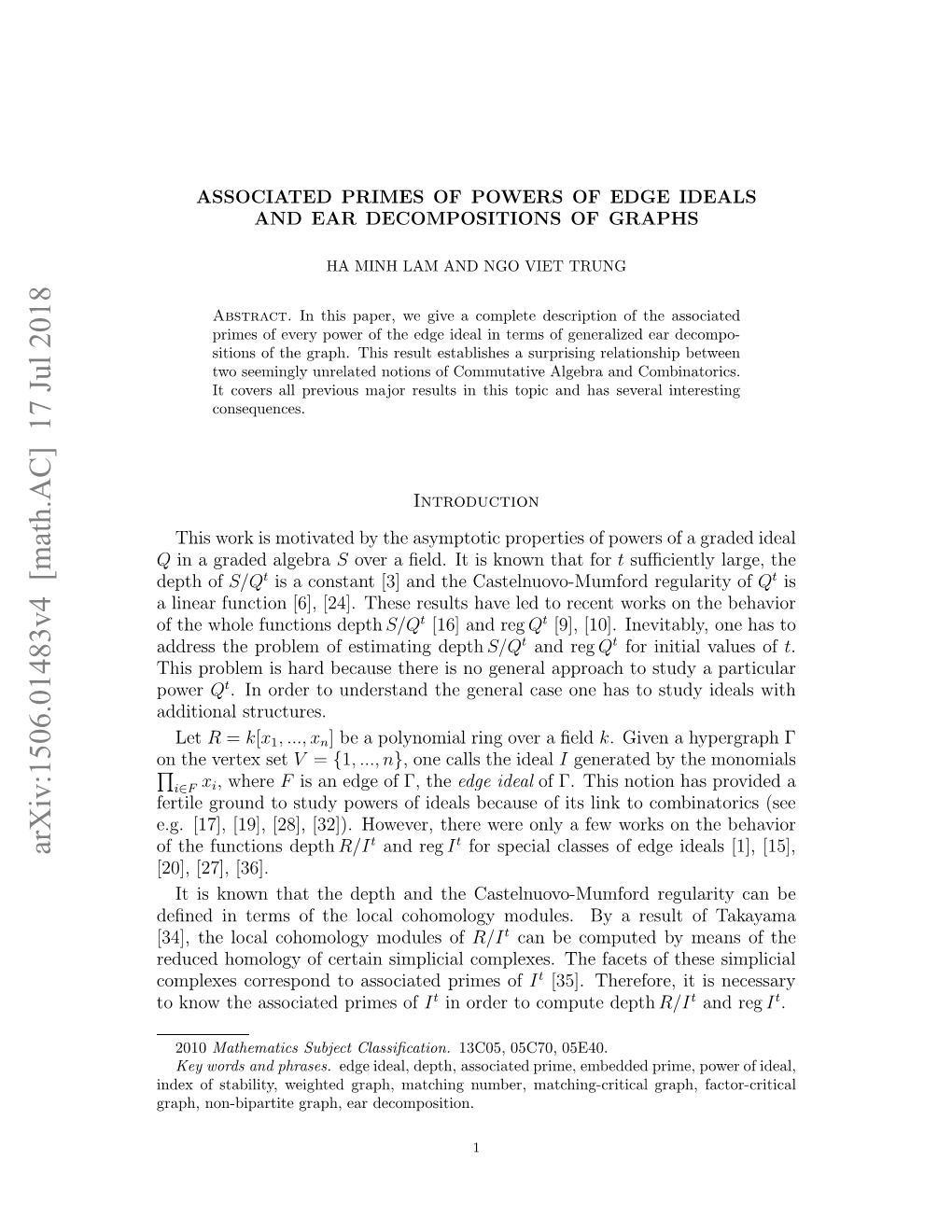 Associated Primes of Powers of Edge Ideals and Ear Decompositions Of