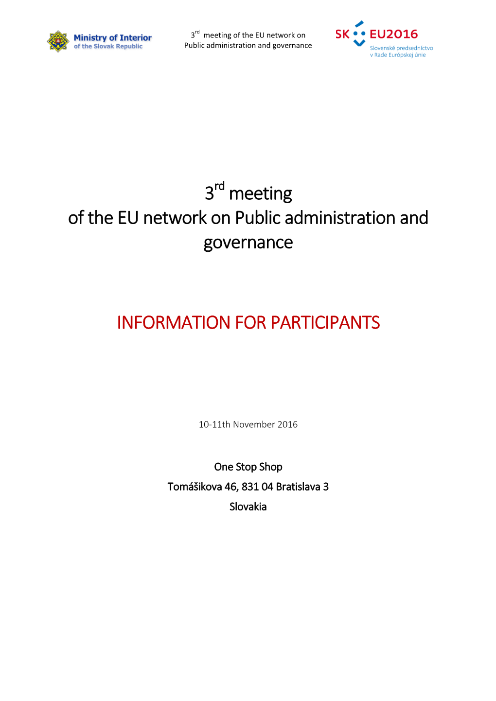 3 Meeting of the EU Network on Public Administration And