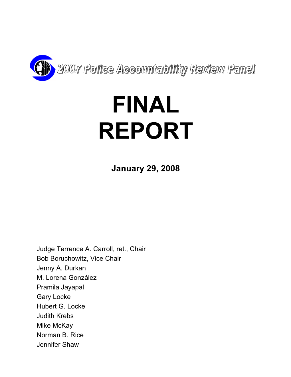 Recommendations from the Structure Subcommittee