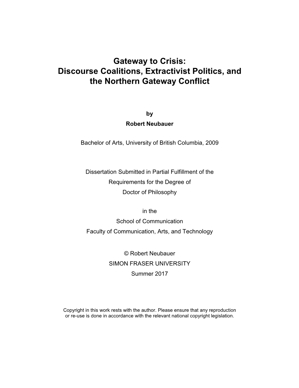 Discourse Coalitions, Extractivist Politics, and the Northern Gateway Conflict