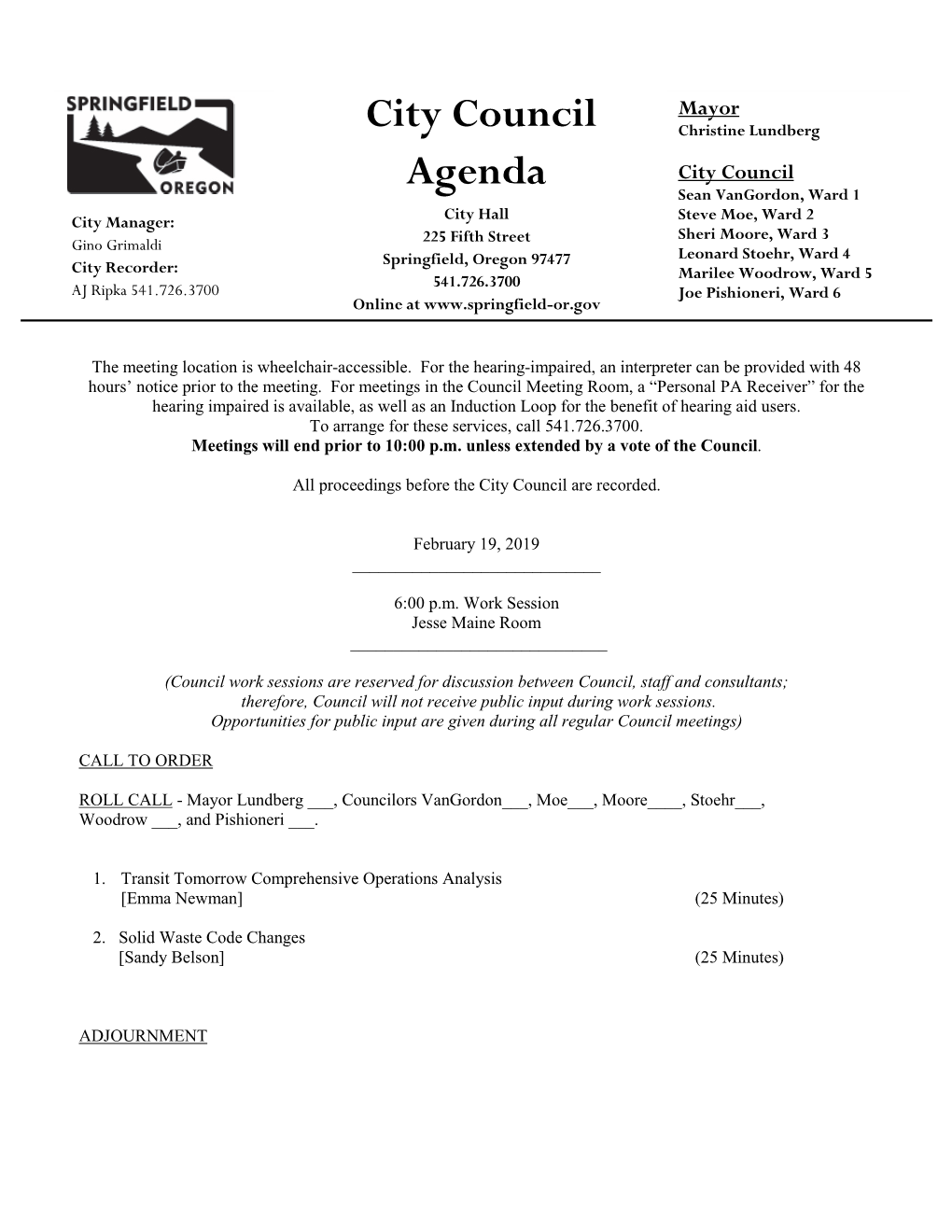 City Council Agenda