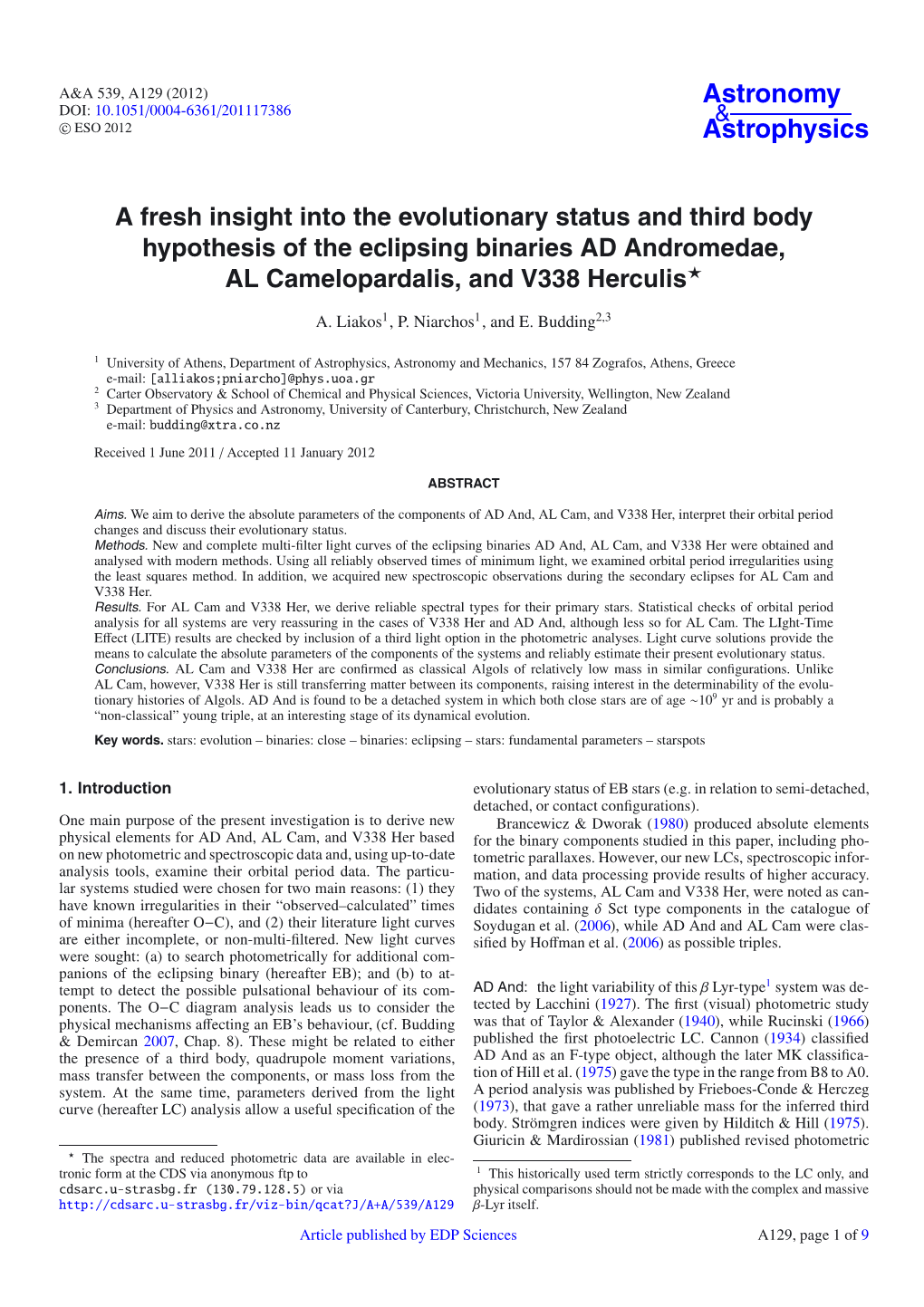 A Fresh Insight Into the Evolutionary Status and Third Body Hypothesis of the Eclipsing Binaries AD Andromedae, AL Camelopardalis, and V338 Herculis