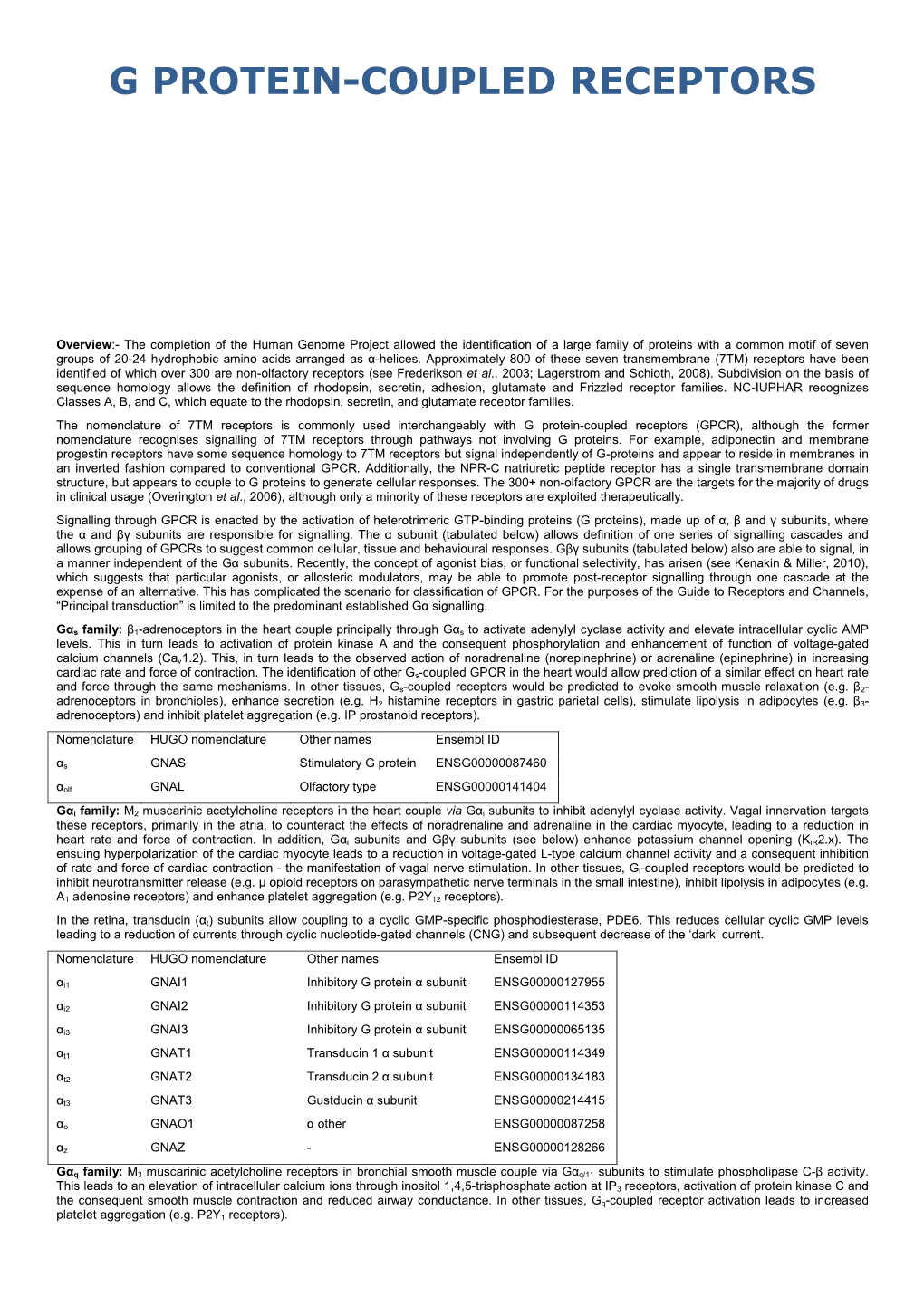 G Protein-Coupled Receptors