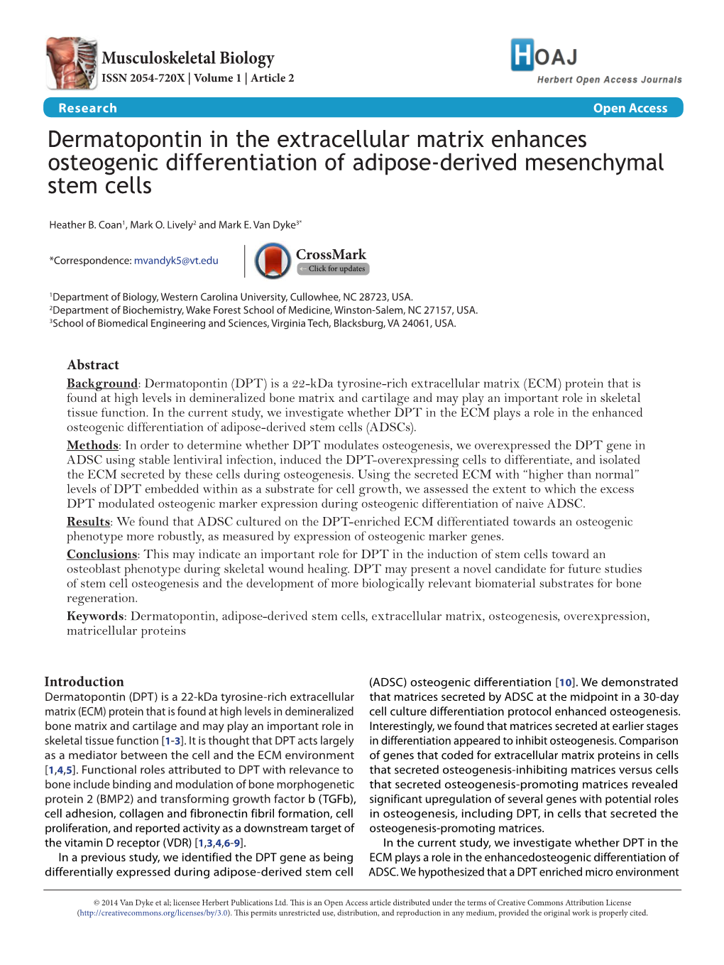 Dermatopontin in the Extracellular Matrix Enhances Osteogenic Differentiation of Adipose-Derived Mesenchymal Stem Cells