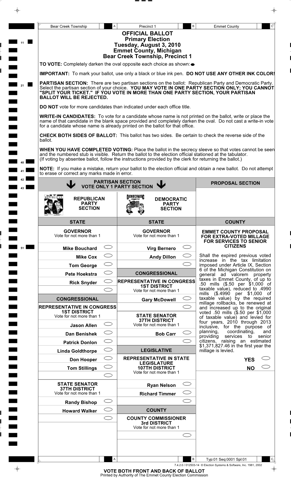 OFFICIAL BALLOT Primary Election Tuesday