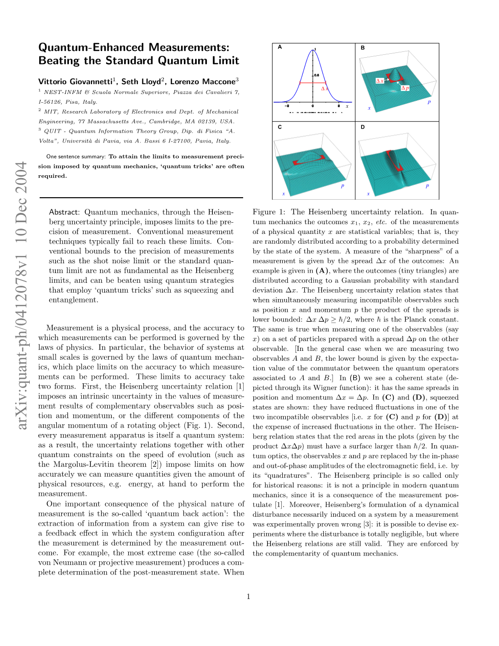 Arxiv:Quant-Ph/0412078V1 10 Dec 2004 Lt Eemnto Fteps-Esrmn Tt.When State