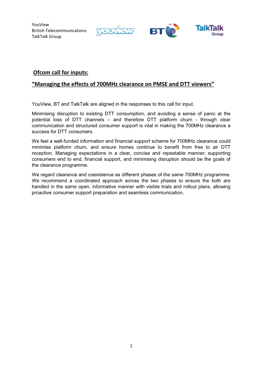 Managing the Effects of 700Mhz Clearance on PMSE and DTT Viewers”