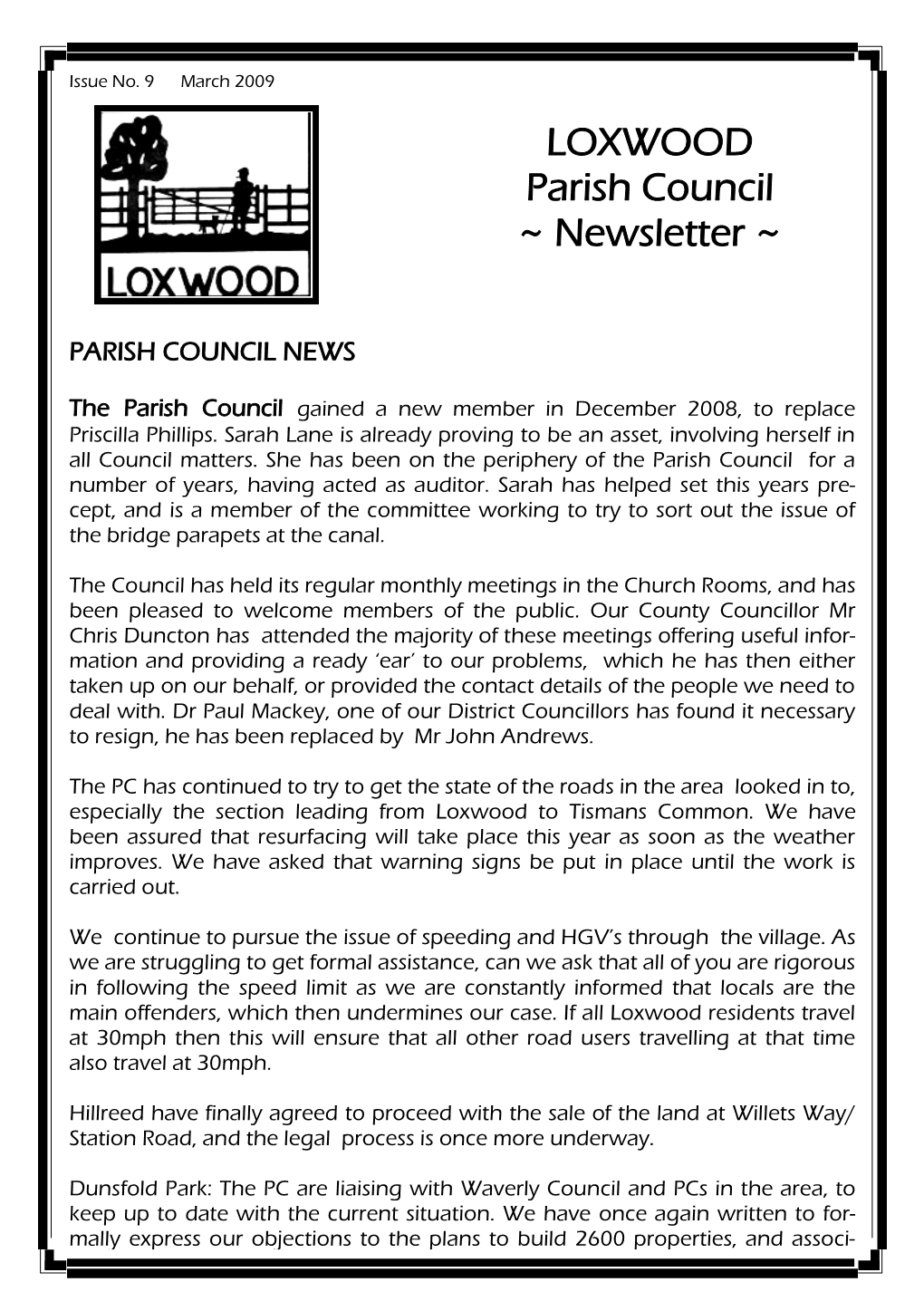 LOXWOOD Parish Council ~ Newsletter ~