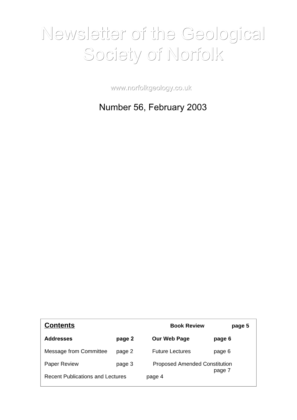 Newsletter of the Geological Society of Norfolk