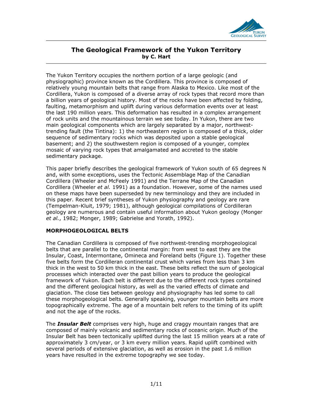 The Geological Framework of the Yukon Territory by C