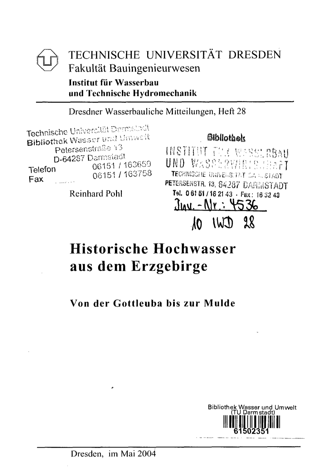 Io IW3) Historische Hochwasser Aus Dem Erzgebirge
