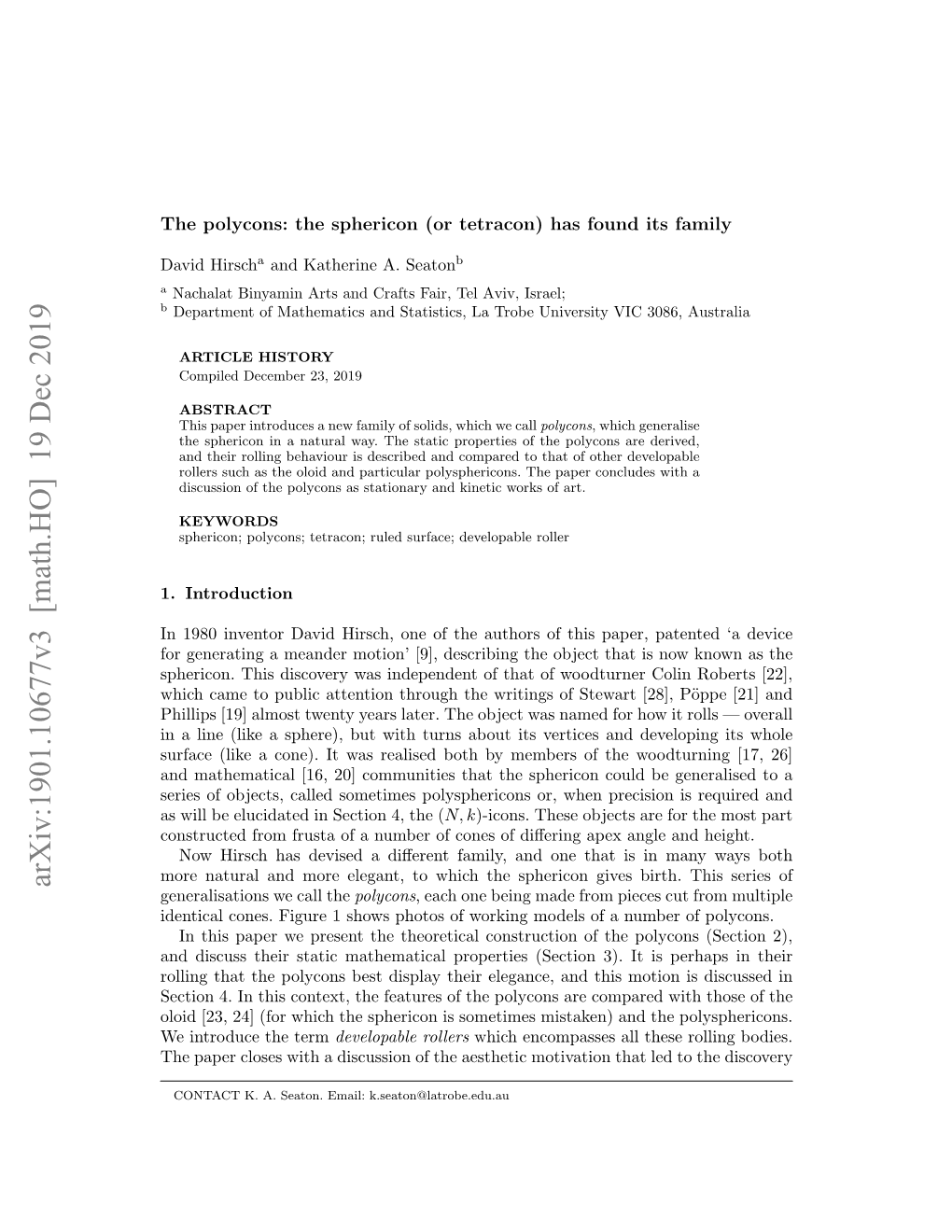 The Polycons: the Sphericon (Or Tetracon) Has Found Its Family